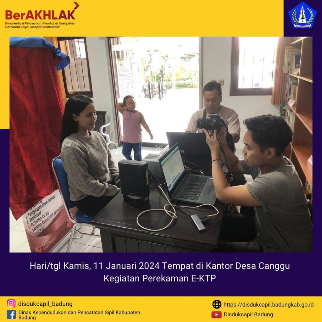 Tim Go Laying Adminduk Melaksanakan Jemput Bola Perekaman E-KTP di Kantor Desa Canggu